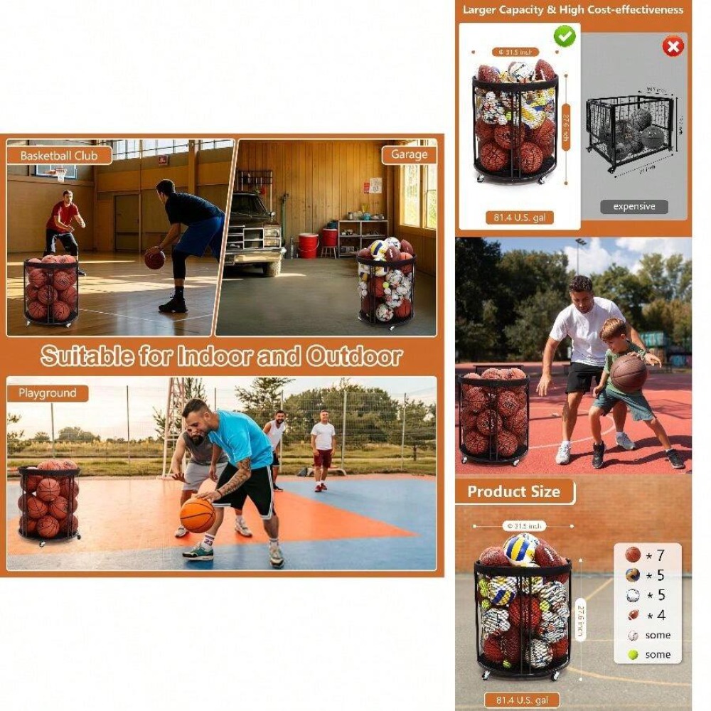 Heavy Duty Ball Storage Bin Ca - Sports Equipment Organizer Garage recension och pris